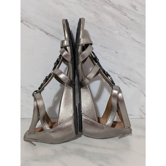 Euro Soft by Soft Women's Silver Metallic Open Toe Wedge Heels Sandals Size 7M - Picture 4 of 9